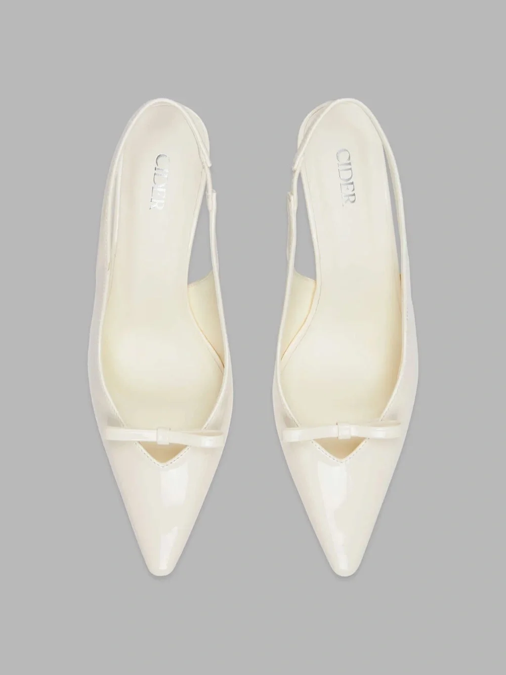 Women's Cream Slingback Pointed-Toe Heels with Bow